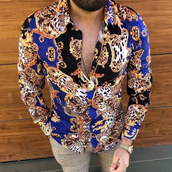 Casual Leopard Print Long Sleeve Shirt - Menilyshop.com 