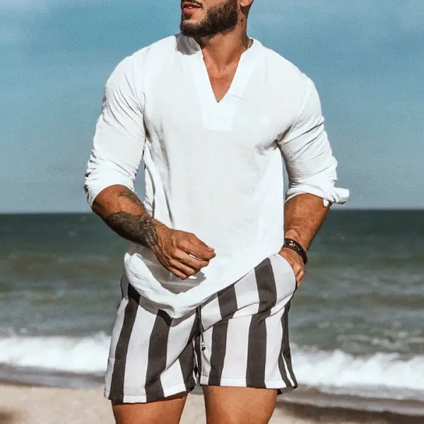 Men's Holiday Minimalist Long-sleeved Shirt - Keymimi.com 
