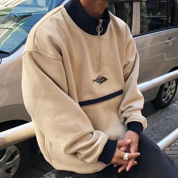 Men's Retro Polos Zipper Sweater - Keymimi.com 