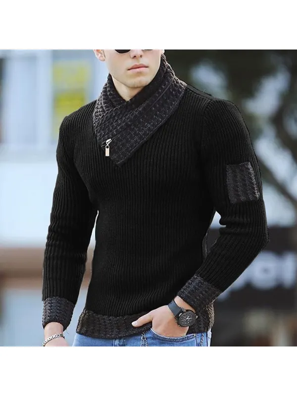 Men's Fashionable Pure Color V-neck Knit Sweater TT032 - Realyiyi.com 