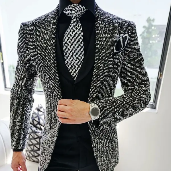 Elegant And Simple Business Party Men's Knit Suit - Keymimi.com 