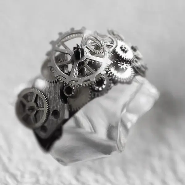 Functional Technology Accessories Personality Punk Exaggerated Clockwork Gear Mechanical Retro Ring Ring - Keymimi.com 