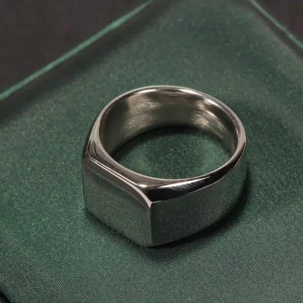 First Man Titanium Steel Jewelry Simple Light Body Square Male Personality Ring Smooth Titanium Steel Ring - Keymimi.com 