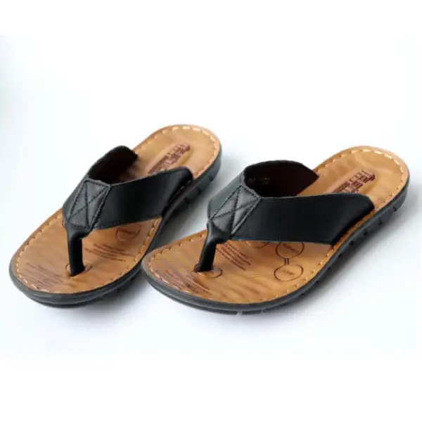 Men's Leather Flip Flops - Keymimi.com 