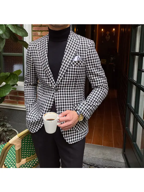 Gentleman's Autumn & Winter Check Casual Blazer - Anrider.com 