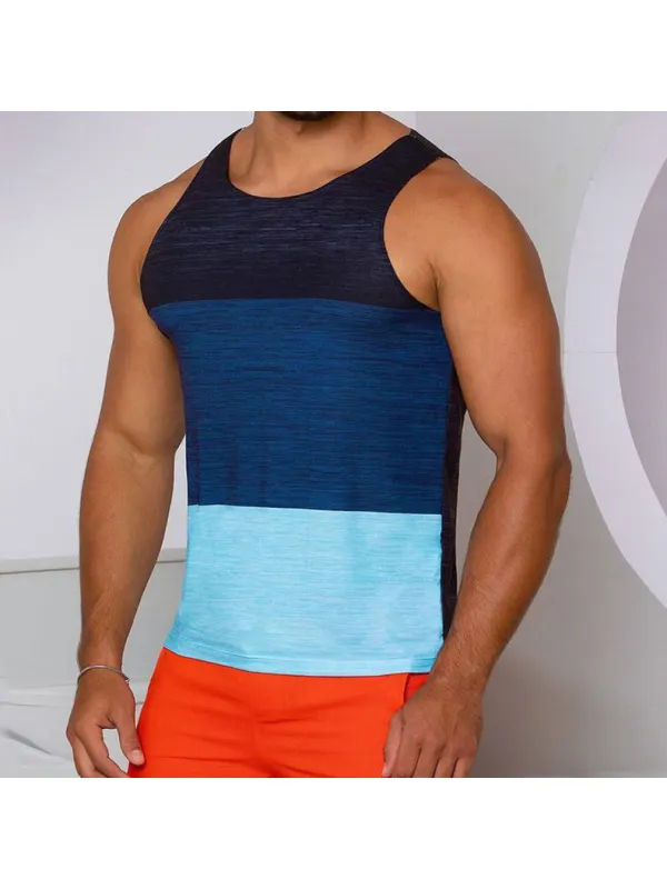 Summer Men's Colorblock Tank Top Casual Breathable Sleeveless Vest - Spiretime.com 