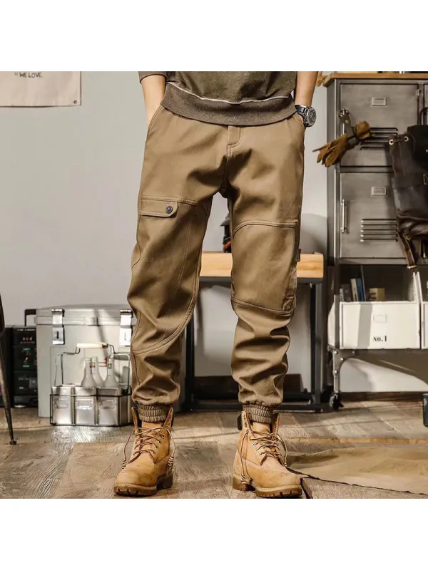 Men's Casual Retro American Loose Straight Cargo Pants Harem Pants - Anrider.com 