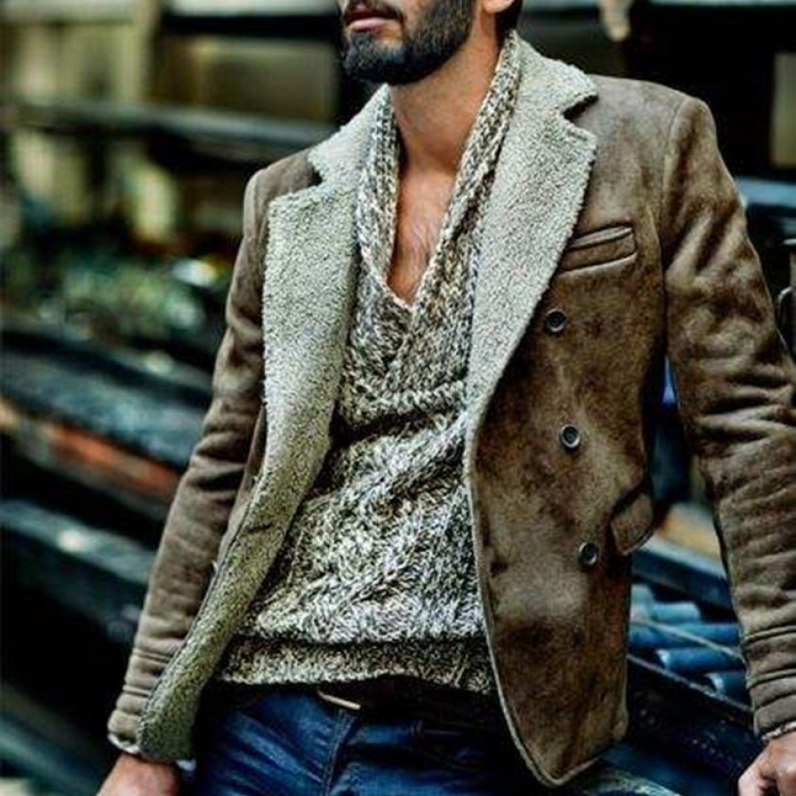 

Men's Outdoor Retro Fur Thermal Jacket