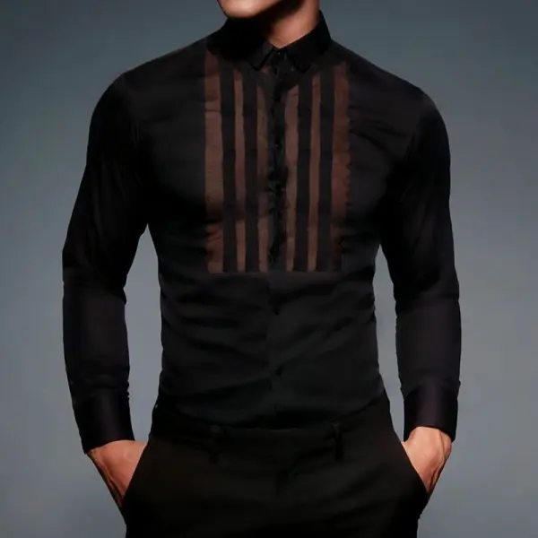 Men's Elegant And Sexy Striped Patchwork Shirt - Keymimi.com 