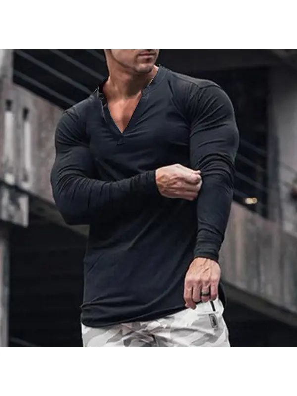 Men's V-neck Tight Casual T-shirt - Localziv.com 