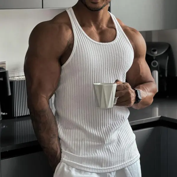 Men's Solid Color Fitness Sports Slim Knitted Vest - Ootdyouth.com 