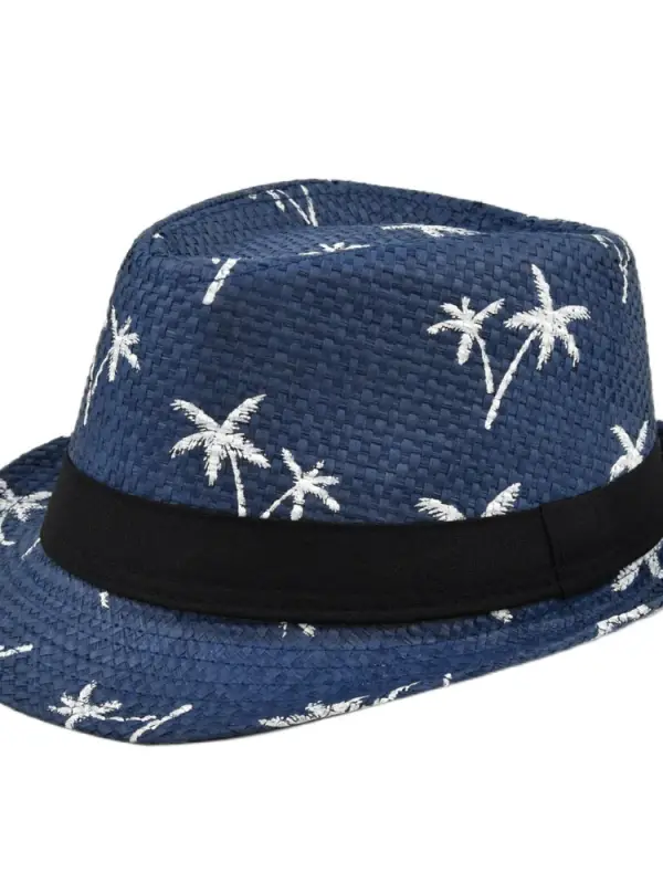 Men's Outdoor Coconut Tree Print Casual Beach Sun Hat - Pragmaace.com 