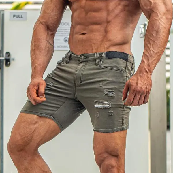 Ripped Denim Fit Shorts - Craftshock.com 