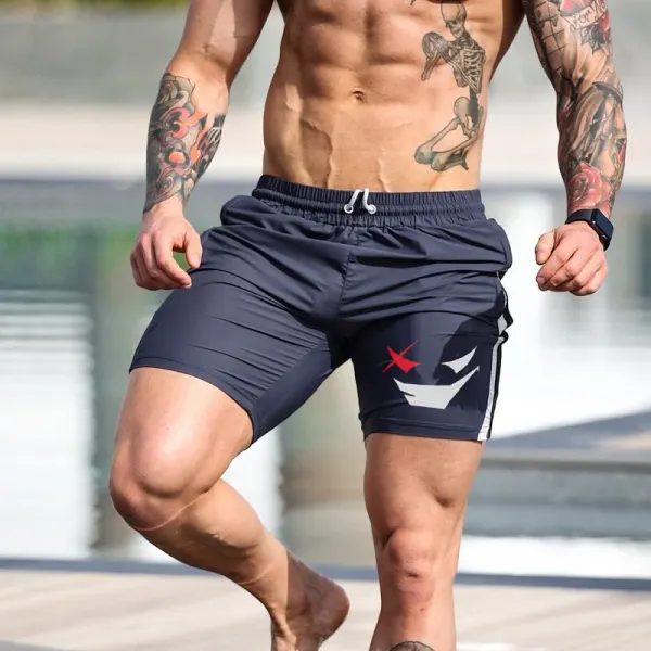 Men's Fashion Smiley Print Casual Slim Fit Shorts - Mobivivi.com 