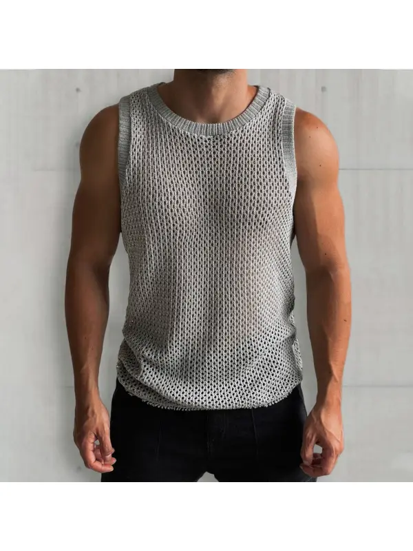 Men's Mesh Knit Summer All Season Sleeveless Tank Top - Anrider.com 