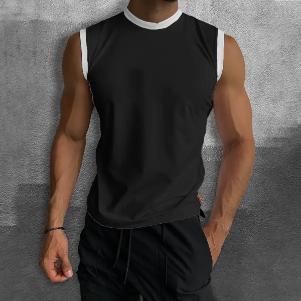 Men's Color Matching Simple Slim Fit Sleeveless - Ootdyouth.com 