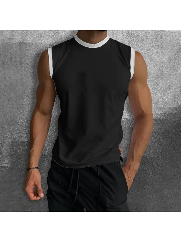 Men's Color Matching Simple Slim Fit Sleeveless - Anrider.com 