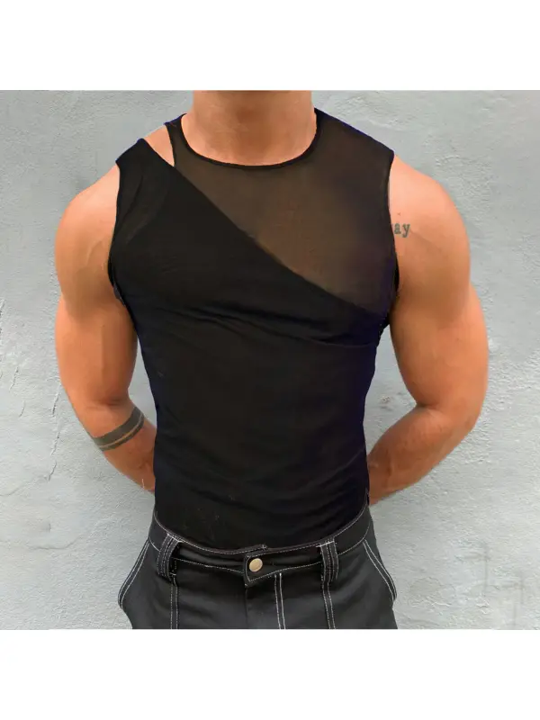 Men's Irregular Deconstructed Crop Sleeveless Top - Ootdmw.com 