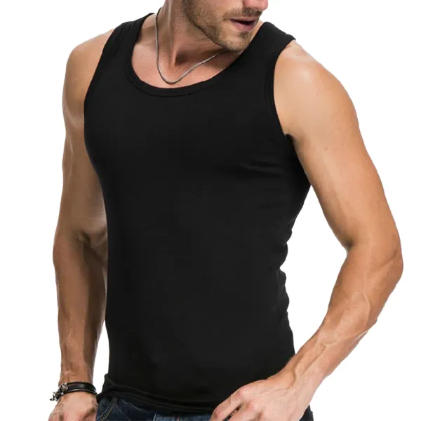 Men's Sports Stretch Fitness Sleeveless Breathable Narrow Shoulder Cotton Racerback Vest - Bustalent.com 