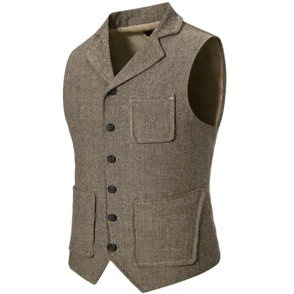 Men's Vintage Lapel Pocket Vest - Keymimi.com 