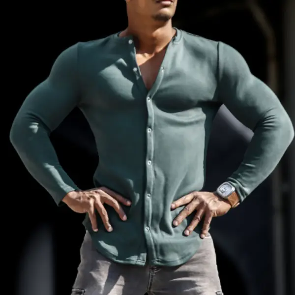 Men's Basic Long Sleeve Top Cardigan - Menilyshop.com 