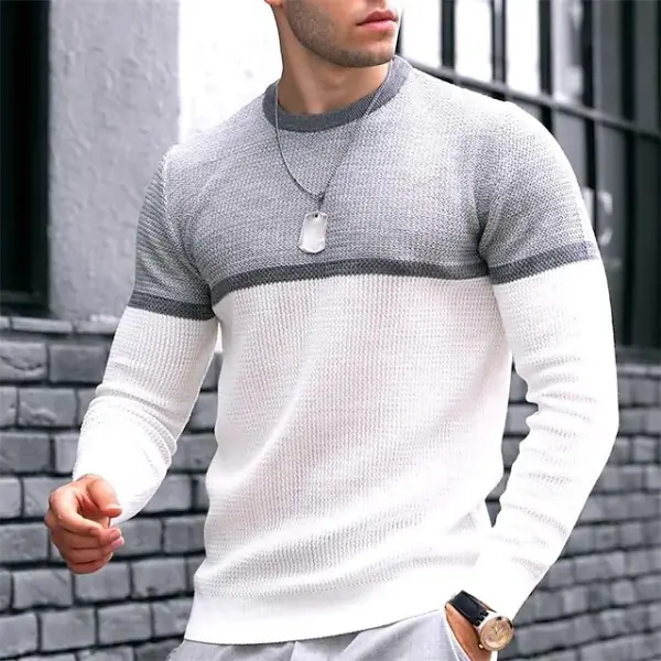 Men's Retro Casual Round Neck Long Sleeve Knitwear - Keymimi.com 