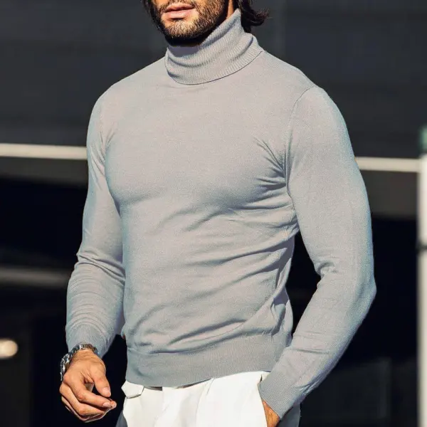 Men's Retro Casual Turtleneck - Mobilittle.com 
