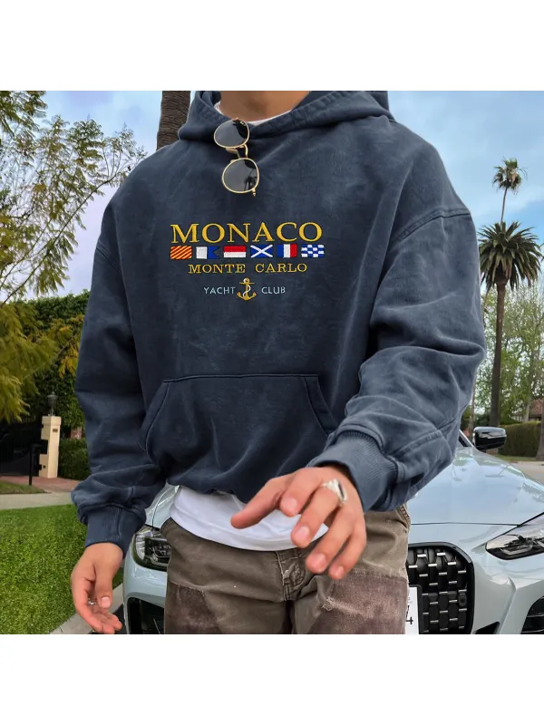 Vintage Unisex Monaco Monte Carlo Yacht Club Hoodie - Realyiyi.com 
