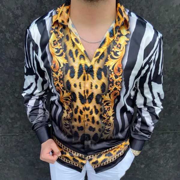Leopard And Zebra Print Long-sleeved Shirt - Jumbochic.com 