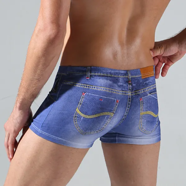 Denim Printed Men's Tight Shorts - Menilyshop.com 