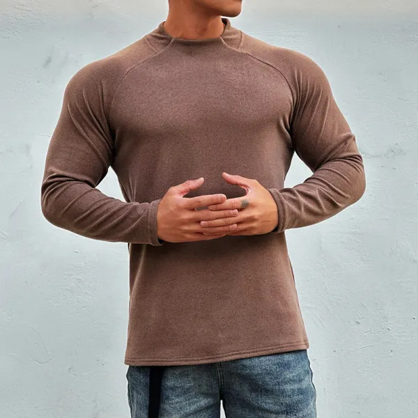 Round Neck Men's Casual Pullover Muscle T-shirt - Nicheten.com 