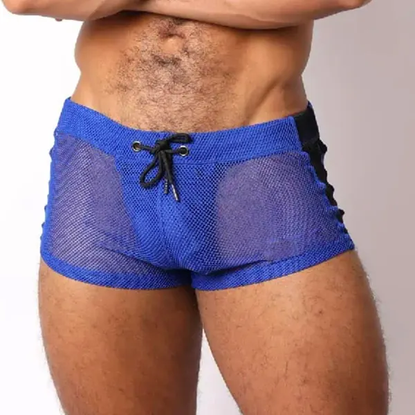 Men's Patchwork Mesh See-through Sexy Mini Shorts - Ootdyouth.com 