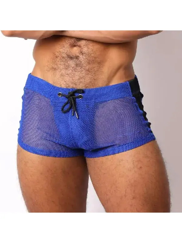 Men's Patchwork Mesh See-through Sexy Mini Shorts - Anrider.com 