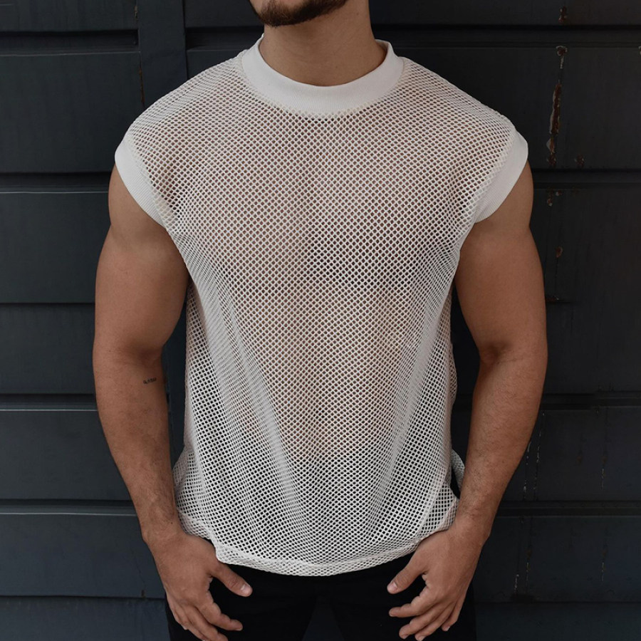 

Men's See-through Mesh Sleeveless Tank Top