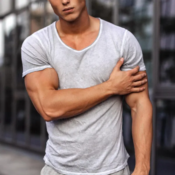 Casual Round Neck Basic Sports T-shirt - Mobilittle.com 