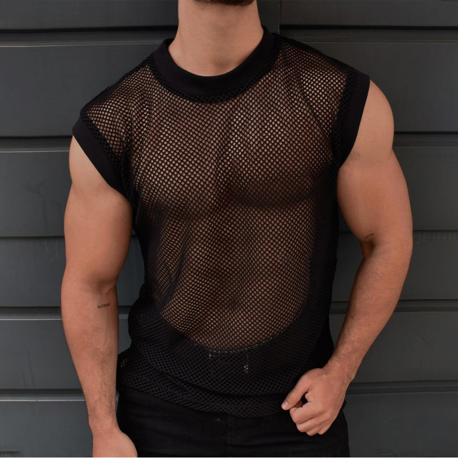 

Men's See-through Mesh Casual Sleeveless Tank Top