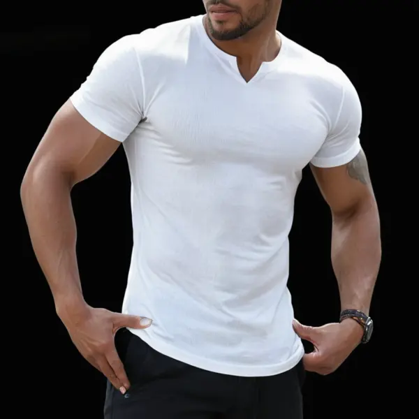 Men's Basic Solid Color Tight T-shirt - Yiyistories.com 