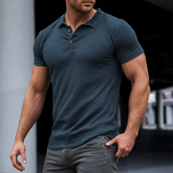 Men's Polo Neck Tight Short Sleeve T-shirt - Yiyistories.com 