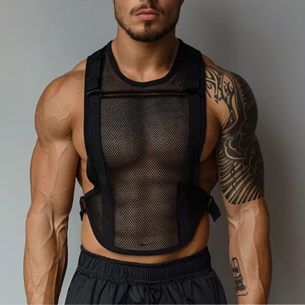 Men's Spring And Summer See-through Mesh Gym Sleeveless Sexy Tank Top - Elementnice.com 
