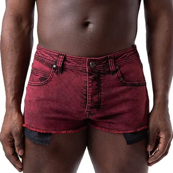 Men's Red Denim Sexy Shorts - Menilyshop.com 