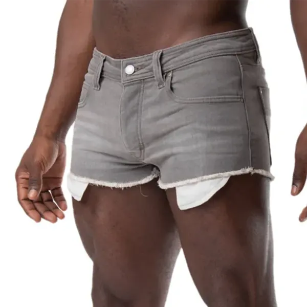 Men's Gray Denim Sexy Shorts - Mobivivi.com 