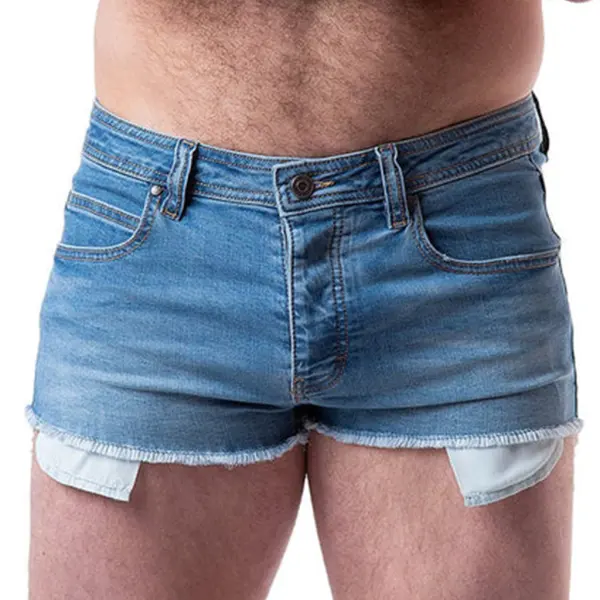 Men's Royal Blue Denim Sexy Shorts - Villagenice.com 