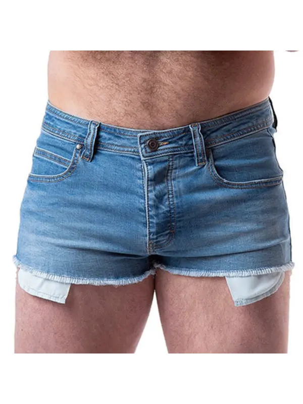 Men's Royal Blue Denim Sexy Shorts - Timetomy.com 