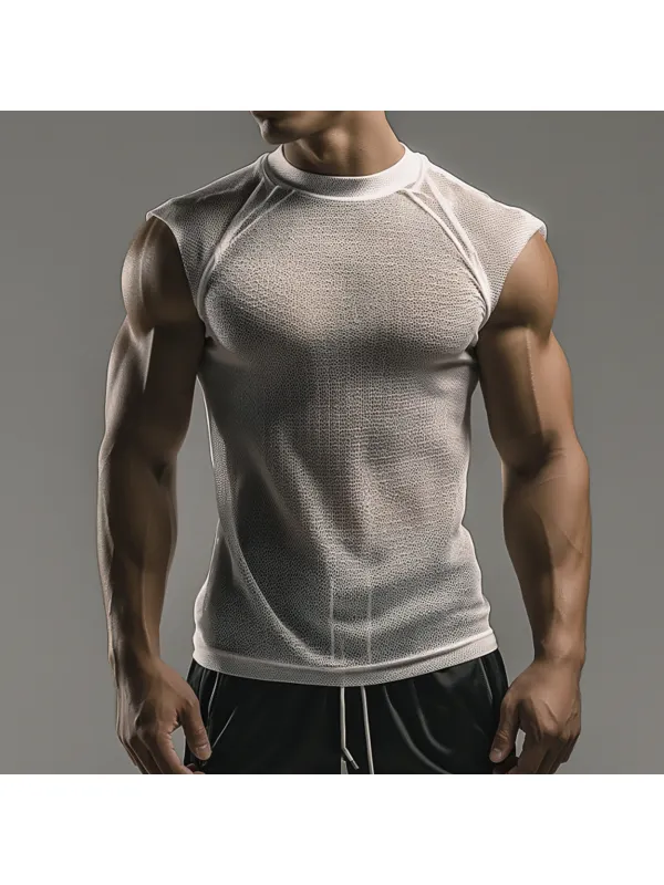 Men's Sheer Mesh Sleeveless Tank Top - Aptkoi.com 
