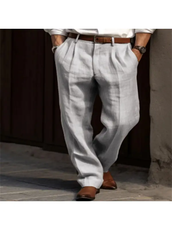 Men's Linen Comfortable Casual Everyday Trousers - Ininrubyclub.com 