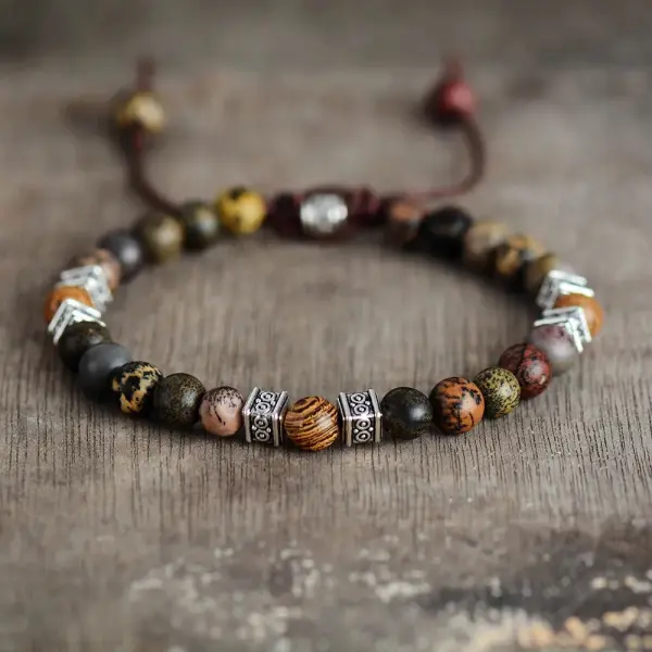 Unisex Natural Agate Beaded Ethnic Style Bracelet - Albionstyle.com 