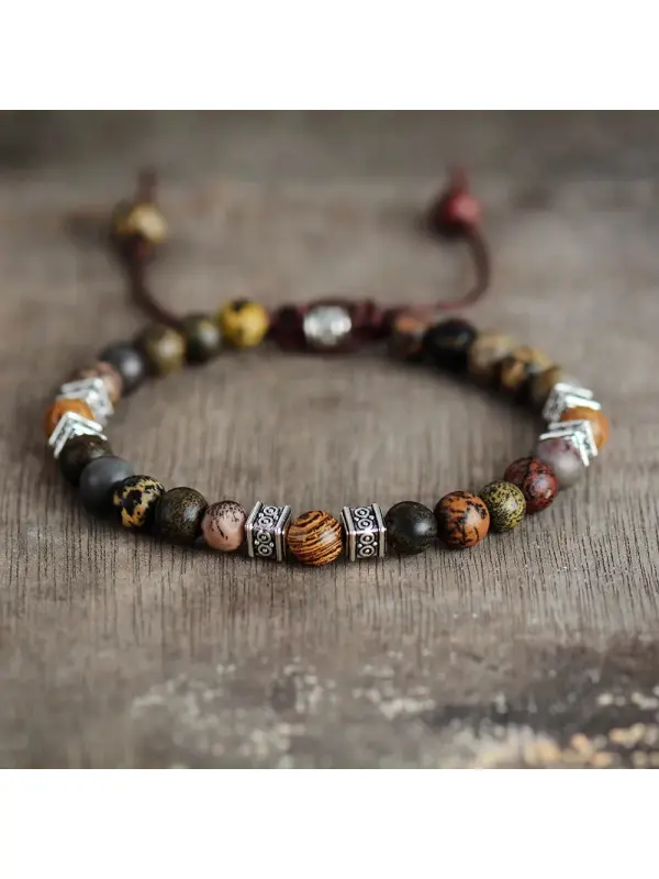 Unisex Natural Agate Beaded Ethnic Style Bracelet - Viewbena.com 