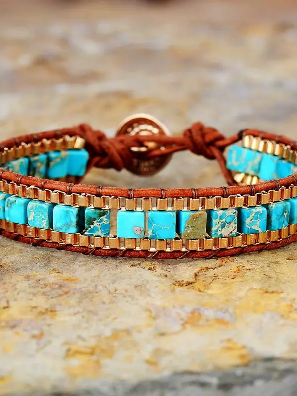 Unisex Vintage Imperial Stone Natural Stone Ethnic Style Bracelet - Sunshinetip.com 