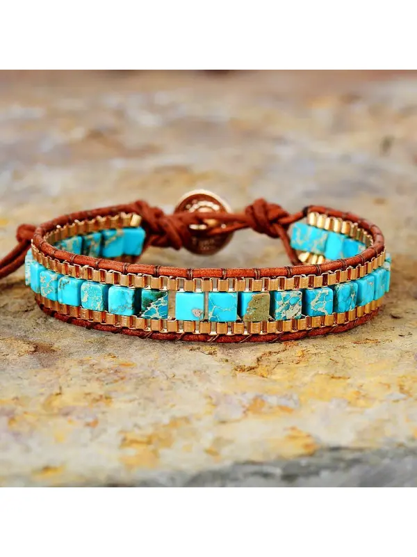 Unisex Vintage Imperial Stone Natural Stone Ethnic Style Bracelet - Realyiyi.com 