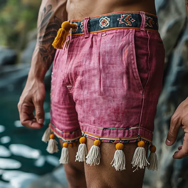 Retro Casual Ethnic Style Shorts Style Shorts Without Belt - Trisunshine.com 